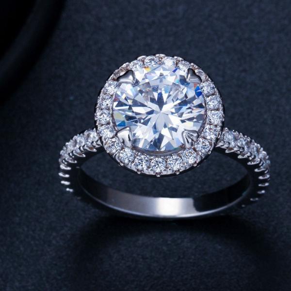 Wedding mix size Carat Round CZ Plated Ring Simulated Eternity Ring Bands Ring Jewelry for Women Bague Anillos