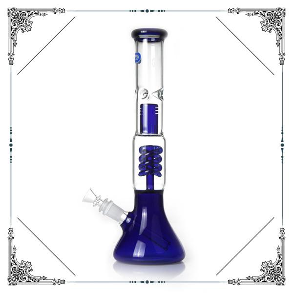 Grace 14'' Glass Smoking Water Pipe With Splash Guard And Helix Percolator Bongs