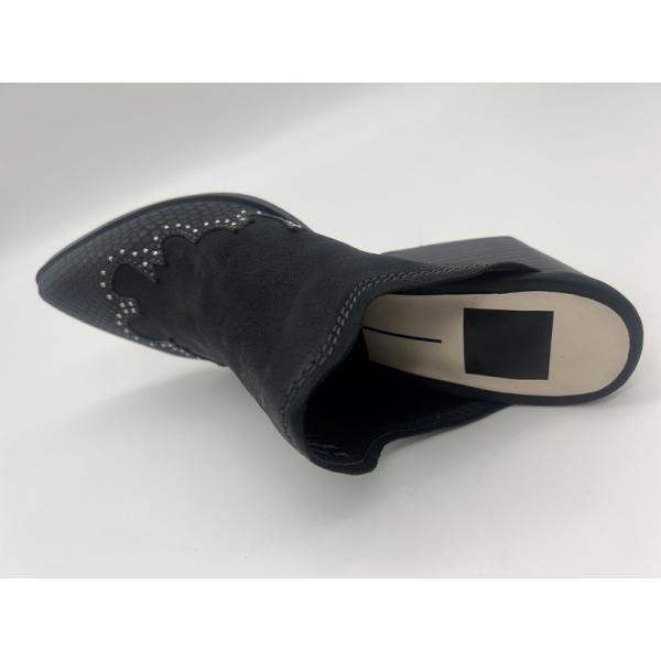 Sparkly Closed Toe Platform Womens Dress Shoes Black Soft Cow Suede Leather Shoes