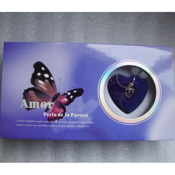 Spanish Versions Color Box Love Pearl Necklace Gift Box With Fashion Cage Pendant for Birthday or Holiday Gift