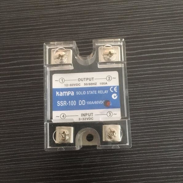 DC to DC Single Phase SSR Input 3-32VDC Control Output 12-60VDC 100A Black Color