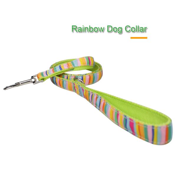 Cute Rainbow Pet Dog Collar Leash Set Nylon Custom Logo Fashion Sublimation