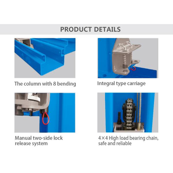 Two Post Hydraulic Lift 4T Capacity 2.2kw For Workshop