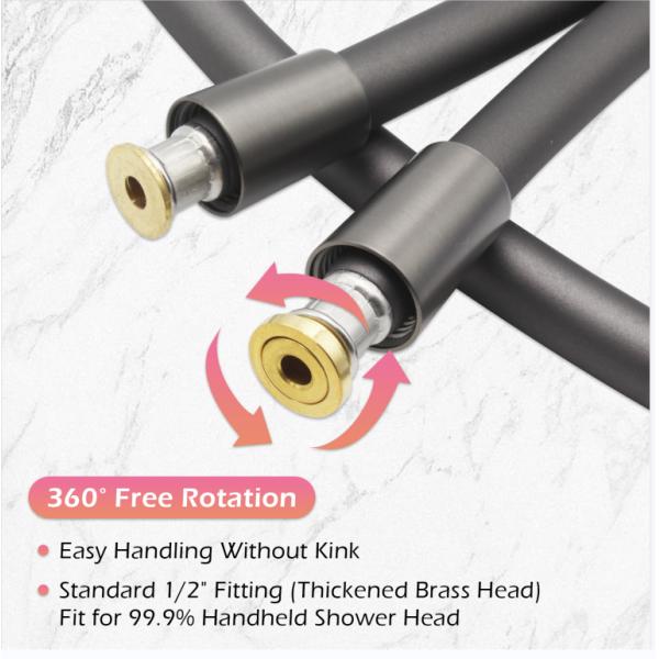 Super Soft Extra Long Kink-Free Silicone Handheld Shower Hose Extension 360 Degree Free Rotation