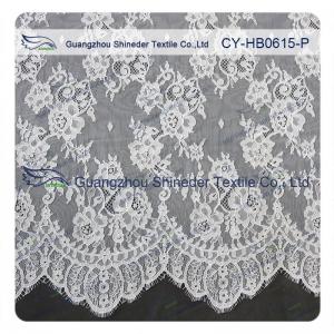 Quality Chantilly Lace Fabric Eyelash Lace Trim For Womens Dress , White And Gray wholesale