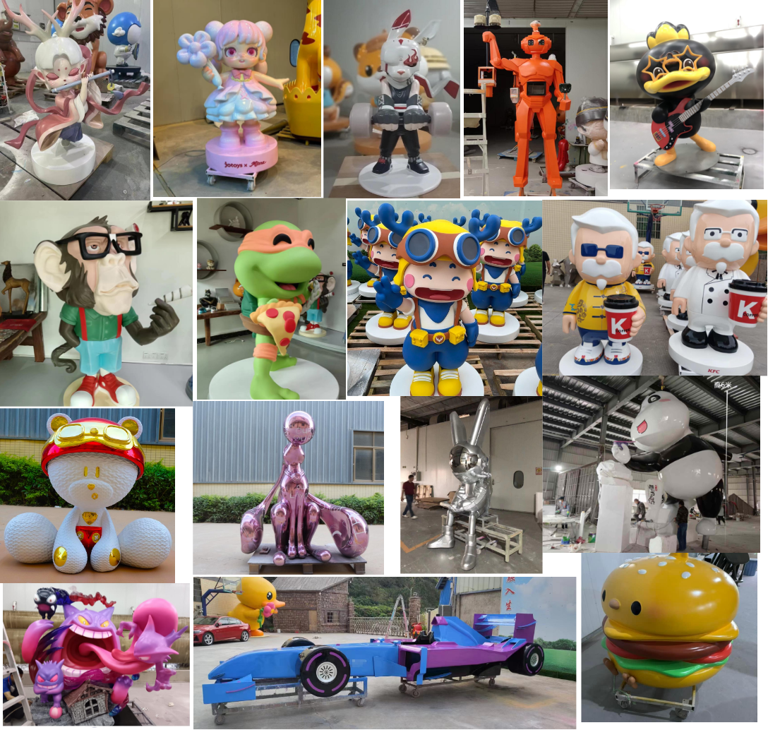 FRP Cartoon Sculptures: Anthropomorphic Chinese Zodiac Figurines for Outdoor/Indoor Use