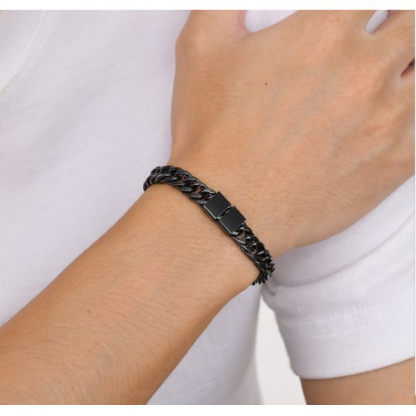 Stocked 19cm and 23 cm Black Stainless Steel Bracelet Men's bracelets with fast shipment