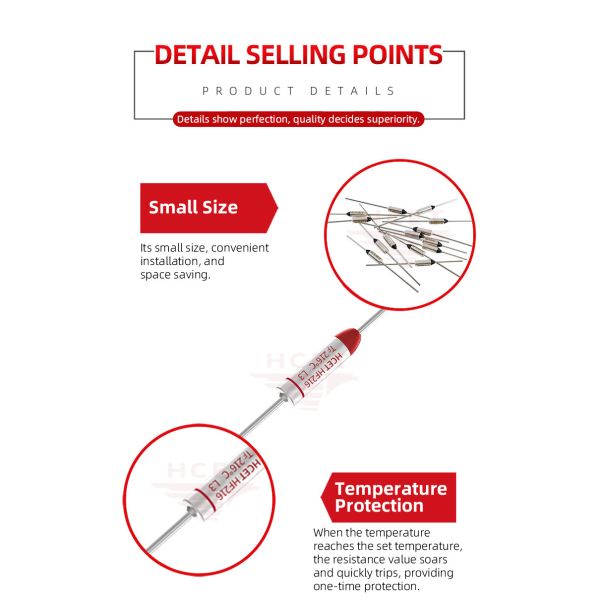 Customized Industrial Thermal Cutoff Fuse 10A 250V Overheat Protection