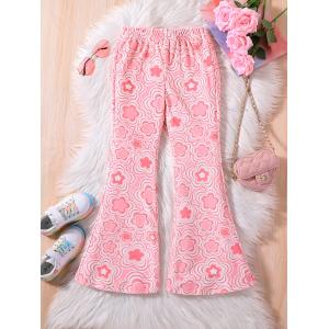 Quality Girls Bell Bottom Pants Flowers Pattern Printing Breathable wholesale