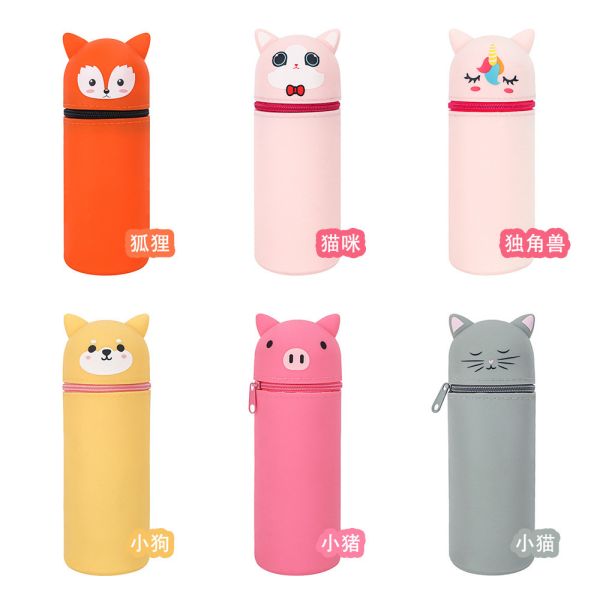 Versatile 2-In-1 Silicone Pencil Holder Pouch Easy To Clean School Office Supplies Kids Stationery For Christmas Gift
