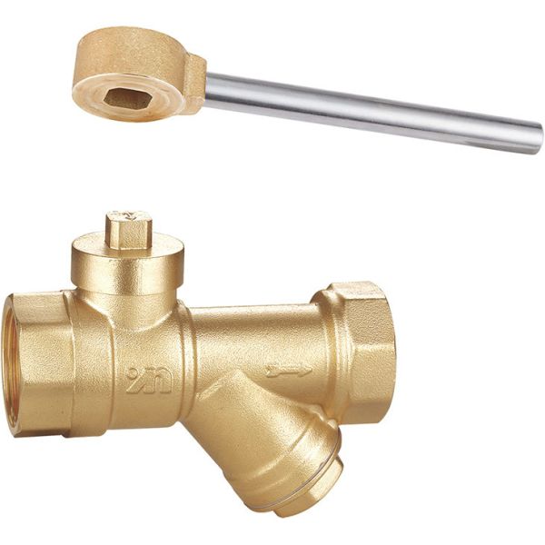 1603 Magnetic Lockable Brass Ball Valve DN20 DN25 DN32 with Square Patterned Stemhead & Built-in Filter Function