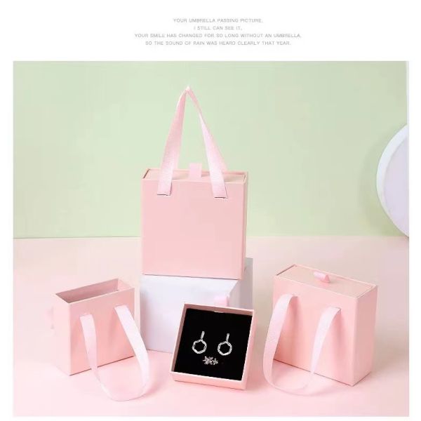 Gold Silver Foil Logo Paper Jewellery Packaging Sliding Drawer Box 9x9x3.4cm 8x8x3.2cm