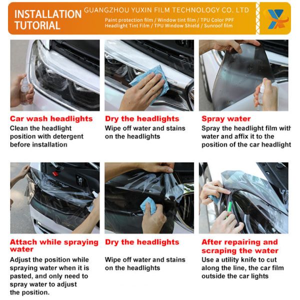 OEM Light Grey TPU Headlight Film Removable Glossy Car Light Film For Protection