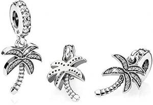 Quality EZ Tuxedo Palm Tree Dangle Charms 925 Sterling Silver Tree Pendant with Cubic Zirconia for Pendant wholesale