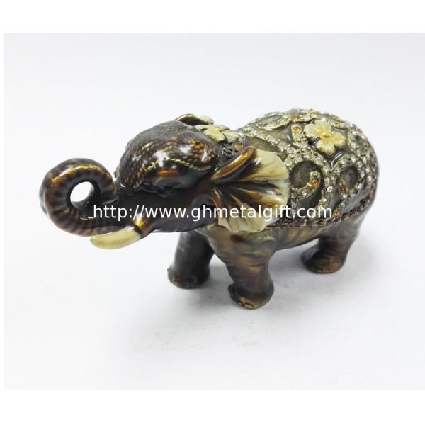 Elephant trinket jewelry box petwer metal jewelry box display box