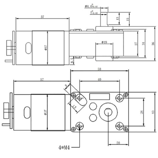 Encoder 30W DC Worm Geared Motor High Torque 12V Motors Self Locking