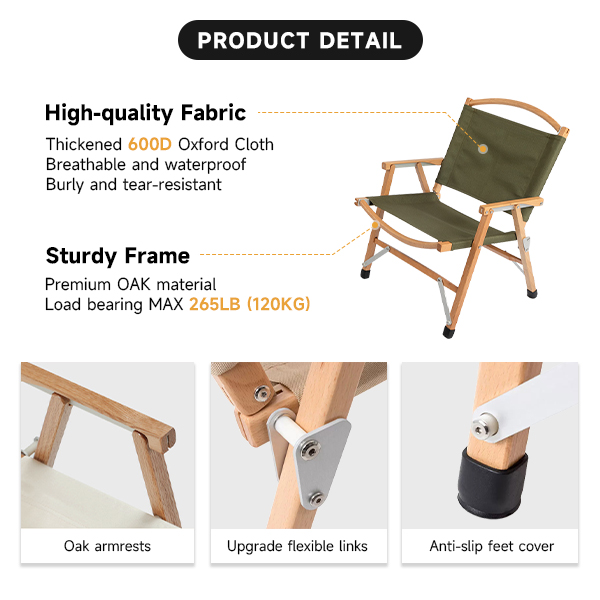 Custom Logo Oak Camping Chair - In Use