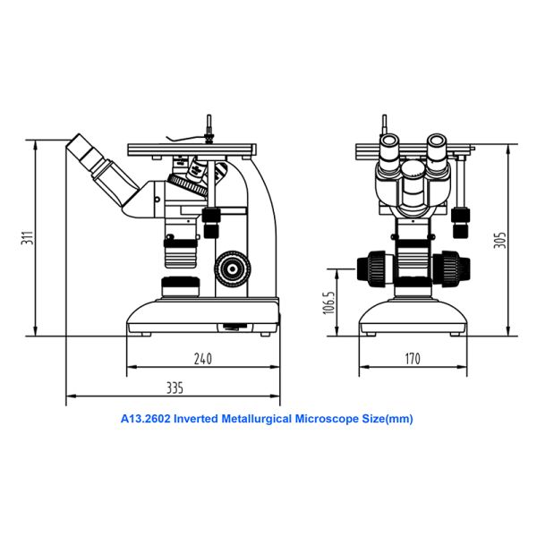 Inverted Metallurgical Optical Microscope WF10x/18mm Eyepiece Quadruple Nosepiece