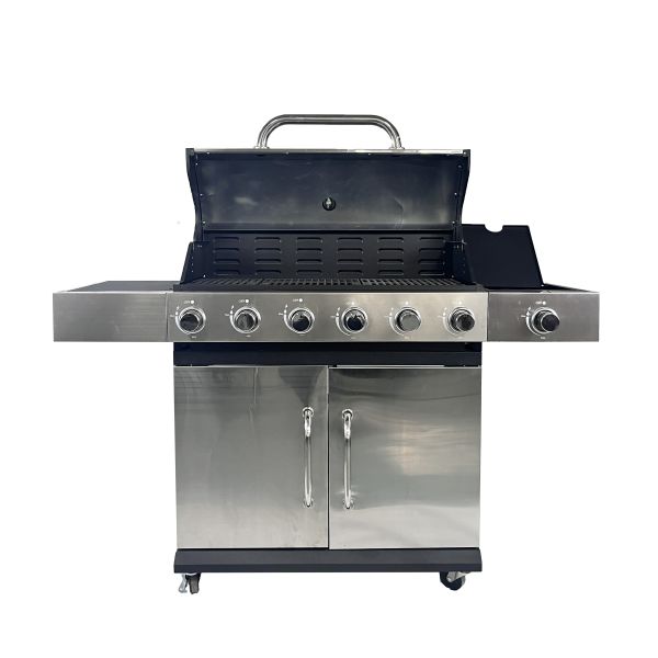 High Pressure Protection Device 6 Burner Gas BBQ Grill with Side Burner Table Cabinet