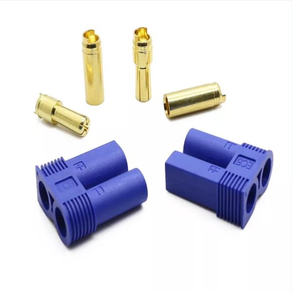 5mm EC5 RC Battery Connectors Gold Plated With Blue Plastic Housing
