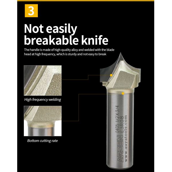 Arden 12.7mm Shank Pointed Engraving Knife Carbide Shaper Cutters Engraving Tools Woodensharp Mouth Tools for MDF Particle Wood