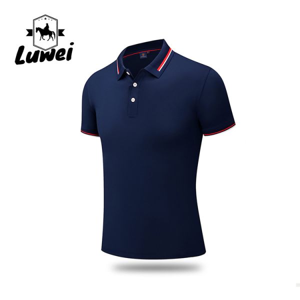 Quick Drying Embroidered Polyester Polo Shirts Textured Lapel Short Sleeve
