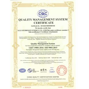 Ally Hydrogen Energy Co., Ltd. Certifications