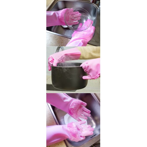 Professional Heat Resistant Kitchen Rubber Dish Washing Gloves Silicone Cleaning Gloves