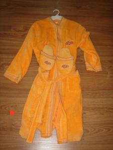 Quality 100% cotton velour woven terry adult hooded robe with slippers wholesale