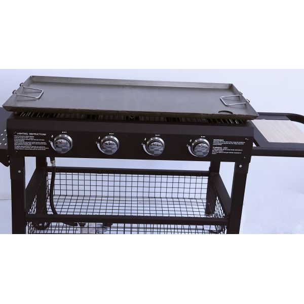 Enamelled Cast Steel Cooking Pan Gas Griddle for Restaurant Grade 4 Burner Flat Top BBQ