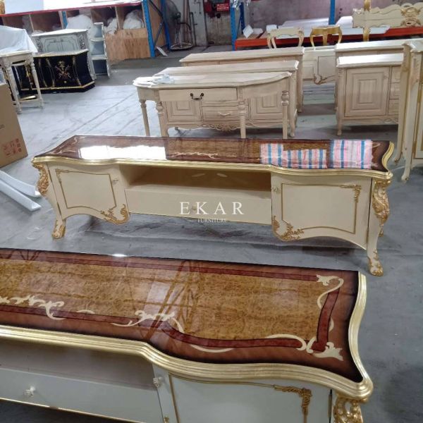 Living Room Furniture Luxury Antique Television Unit Table Wooden Tv Stand