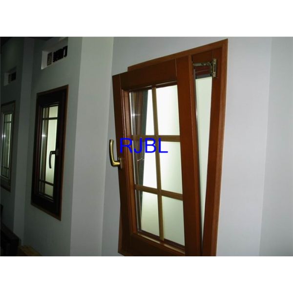 Soundproof Aluminum Clad Wood Windows Tilt Turn 68mm Frame With ROTO Hardware