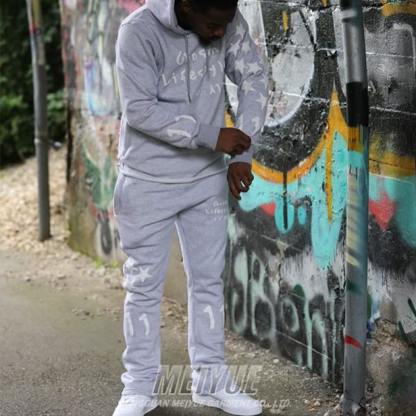 100% Cotton 3d Puff Printing Pullover Tracksuit Cropped Hoodie Tracksuit Quick Dry