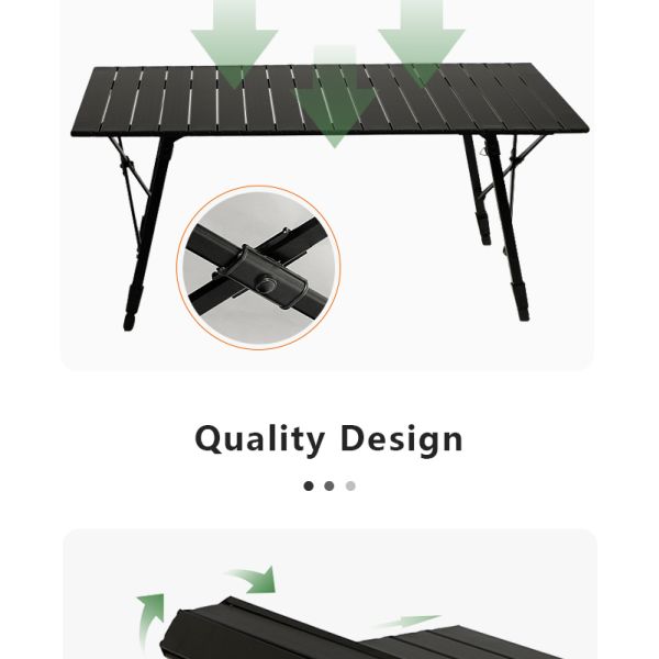 Portable camping table folded for storage