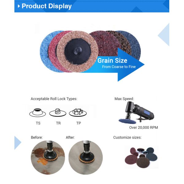 25mm 50mm 75mm Type R Sanding Dis 40 Grit Sanding Disc Non Woven