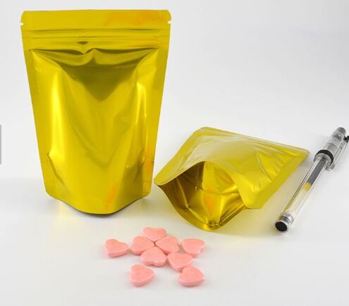 Hot Selling Custom Gold Printed Foil Zipper Poly Bag for Food Packing with Window