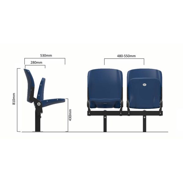 Foldable Tip Up Plastic Fixed Stadium Seating With Armrests