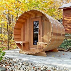 Quality Canadian Red Cedar Wood Traditional Steam Barrel Outdoor Sauna Support OEM ODM wholesale
