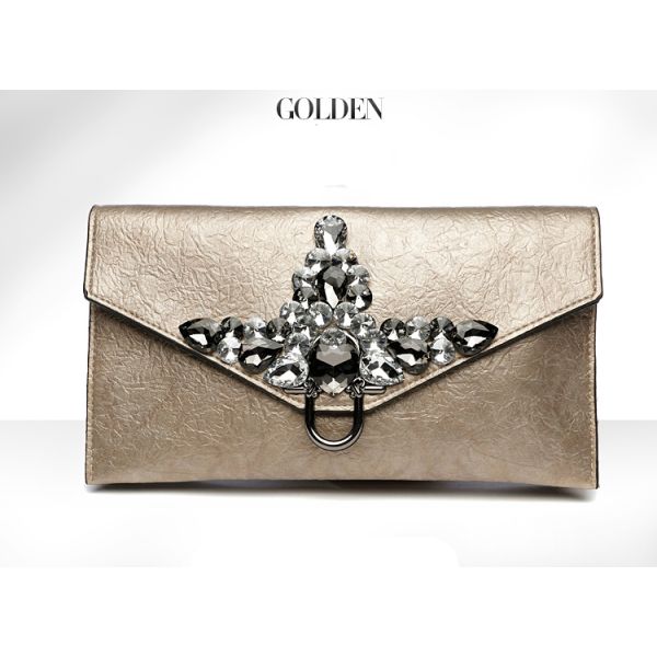 Ladies Crystal Clutch Bag Evening Wedding Rhinestone Silver Purse Chain Cross Body Bag