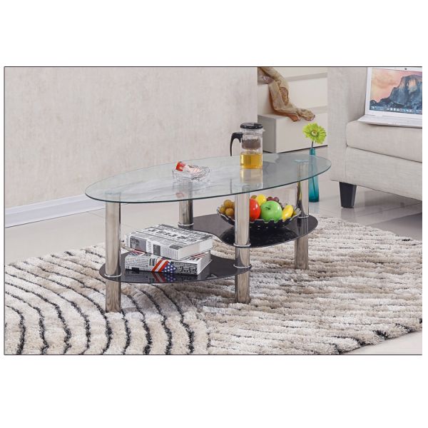 Luxury Modern Coffee Table , Multifunctional Round Glass Center Table