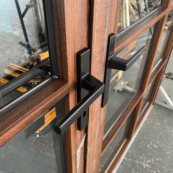 Arched Aluminium Hinged Doors French Design Wood Color Aluminum Door Hinge