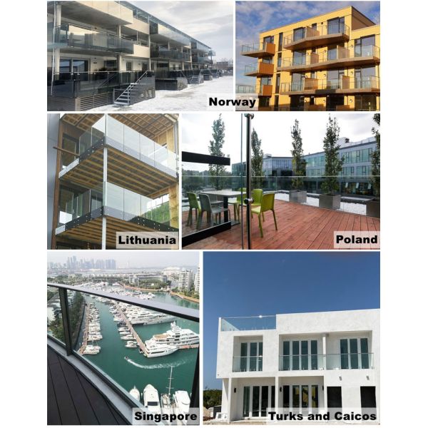 Anti Hurricane Safety U Channel Glass Railing with Exterior Aluminum and CE Certified Frameless Glass Balustrade