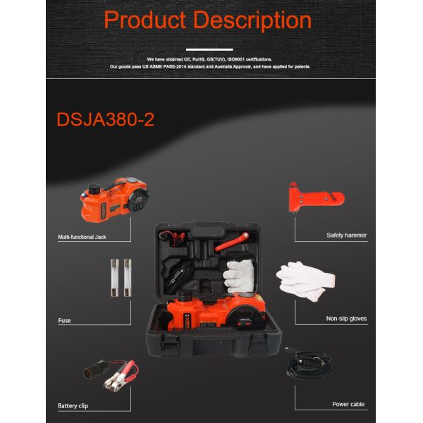 5T 12V Electric Hydraulic Car Jack With Digital Meter Double Cylinder Air Pump