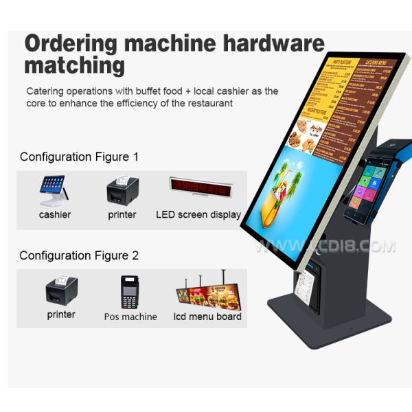 Restaurant Wall mounted Self-service Payment Kiosk 21.5" Android 11.0 Touch Screen - All-in-One with Thermal Printer & QR Scanner