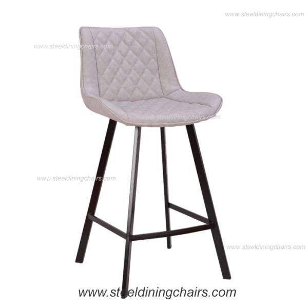 Fabric Covers Fixed 44CM 94CM Ss Beige Upholstered Bar Stools With Arms