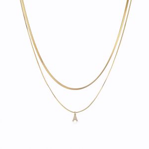 Anniversary 18k Gold Necklace Jewelry Custom Gold Initial Letter Necklace