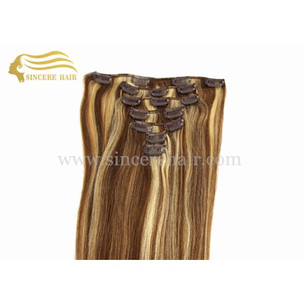 Hot selling 22" Remy Human Hair Extensions for sale - 55 CM Piano Color Full Set 7 Pieces of Clips-In Remy Hair Wefts for Sale 24 Inch Remy Hair Extensions Clips-In for sale - 60 CM 150 Gram 12 Pieces STW Jet Black Clip In Hair Extensions for Sale