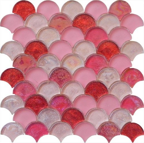 Cheap Blend pink lady series water waving glass mosaic for sale