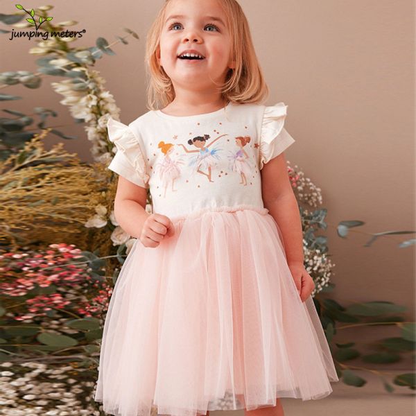 Girls' Pink Dress Summer New Fashion Print Cartoon Design Princess Dress Short Sleeve