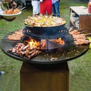 Quality Europe Garden Kitchens Fire Pit Barbeque Corten Steel Outdoor Charcoal Bbq Grill wholesale